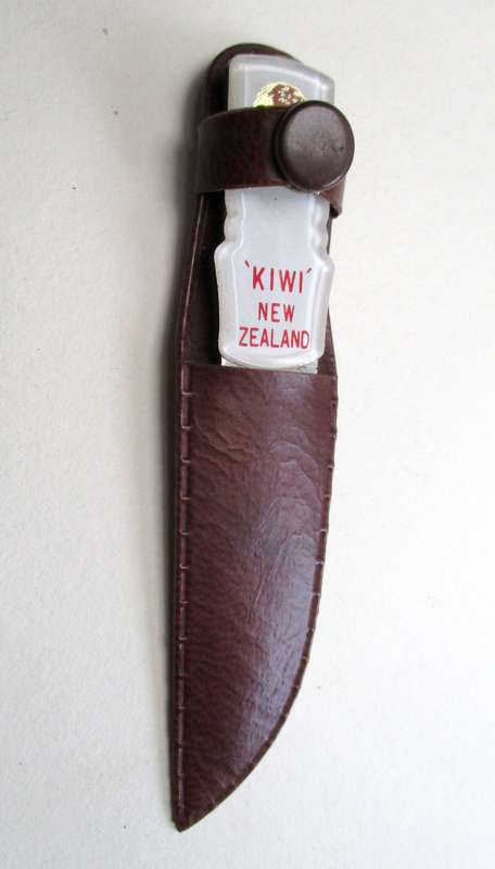 Vintage KIWI - New Zealand Letter Opener - small knife in sheath