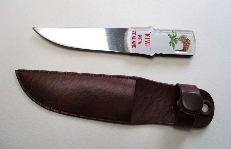 Vintage KIWI - New Zealand Letter Opener - small knife in sheath