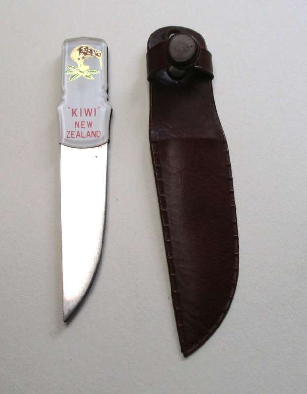 Vintage KIWI - New Zealand Letter Opener - small knife in sheath