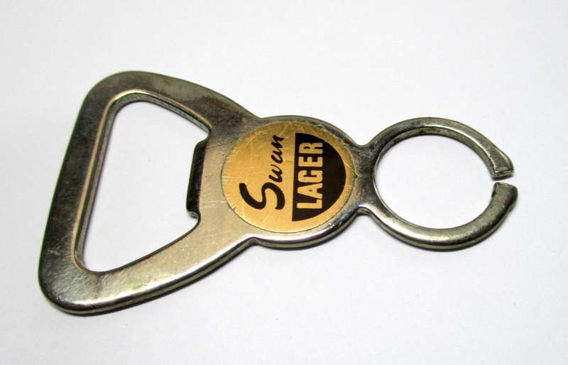 Vintage Swan Larger Bottle opener in original leather pouch, made in England.