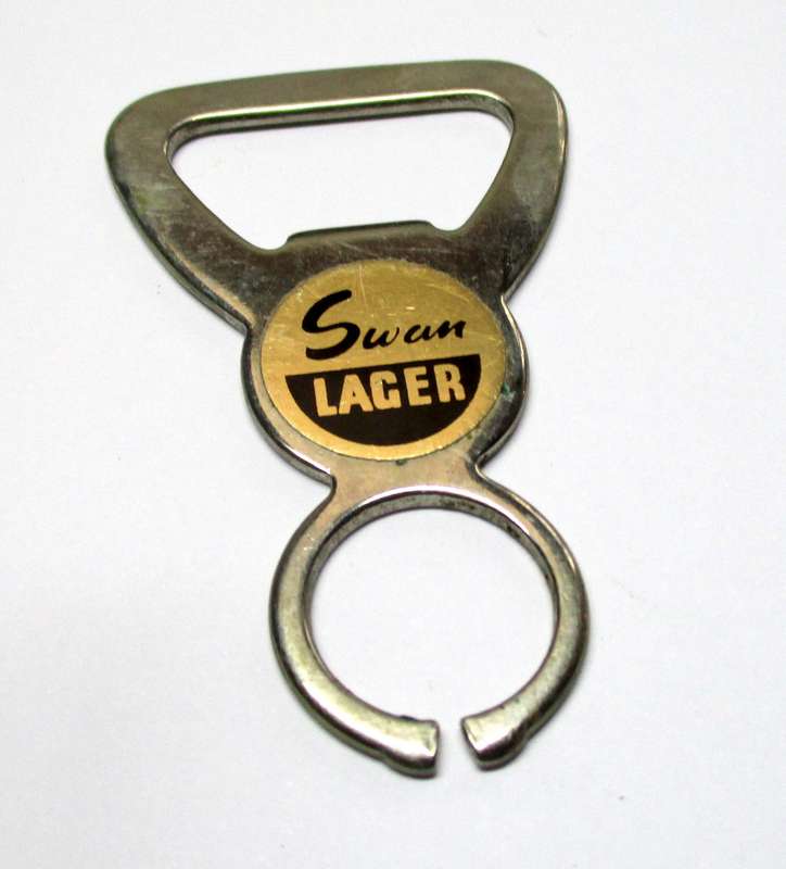 Vintage Swan Larger Bottle opener in original leather pouch, made in England.