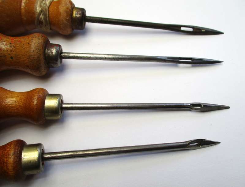 Vintage Awl / punch set - wooden handles