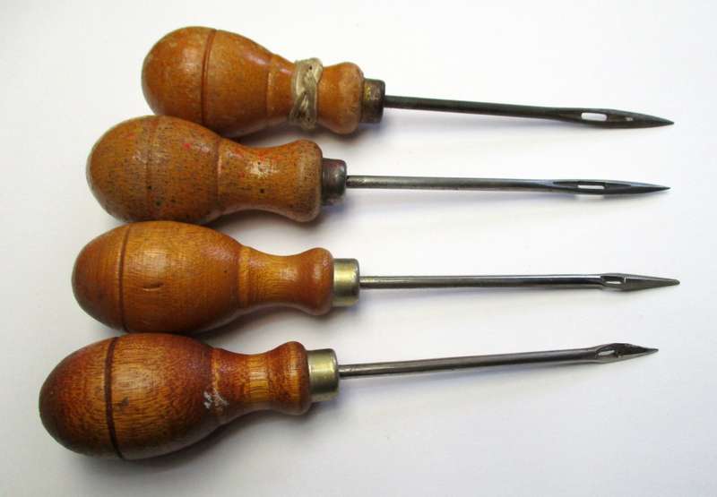 Vintage Awl / punch set - wooden handles