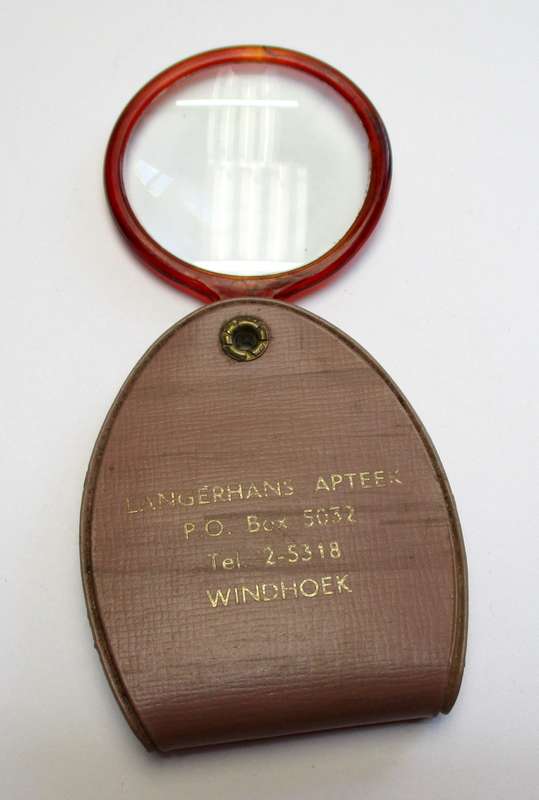 Vintage pocket magnifying glass - Windhoek Apteek