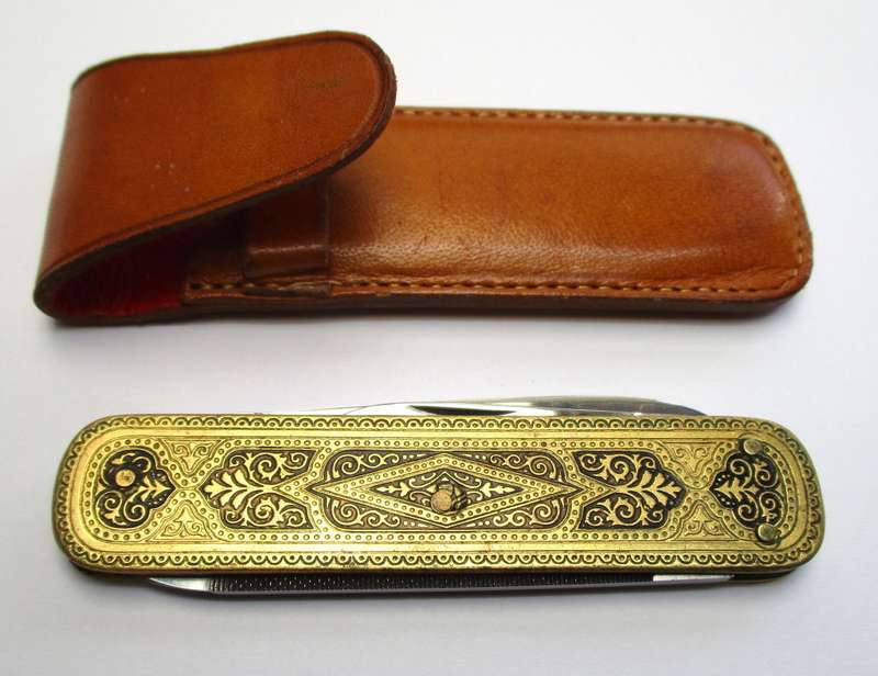Vintage Solingen brass Toledo Gentleman`s pocket knife / folding knife - Bayer logo