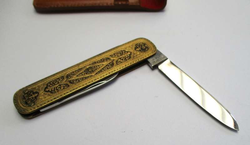 Vintage Solingen brass Toledo Gentleman`s pocket knife / folding knife - Bayer logo