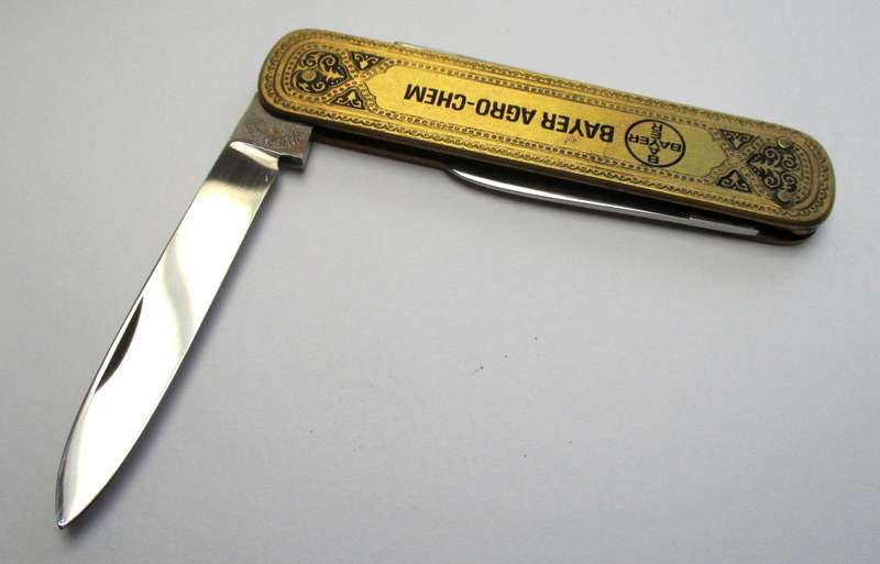 Vintage Solingen brass Toledo Gentleman`s pocket knife / folding knife - Bayer logo