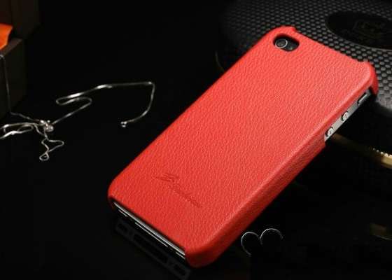 iPhone 4/iphone 4S covers Top Quality Genuine leather case (Red)