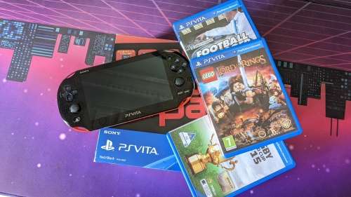PS Vita Slim (2000) Red and Black with 3 games, 8GB Vita Memory card