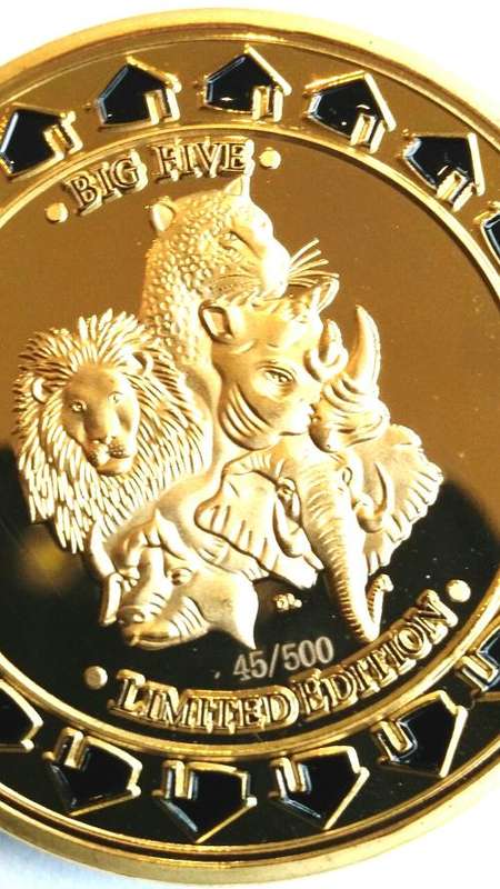 RARE - Big 5 Ltd Edition 24kt GP Mandela Coin - LAST 2 AVAILABLE IN SA - See feedback
