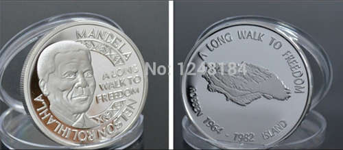 2x .999 Silver Plated Nelson Mandela Coins.