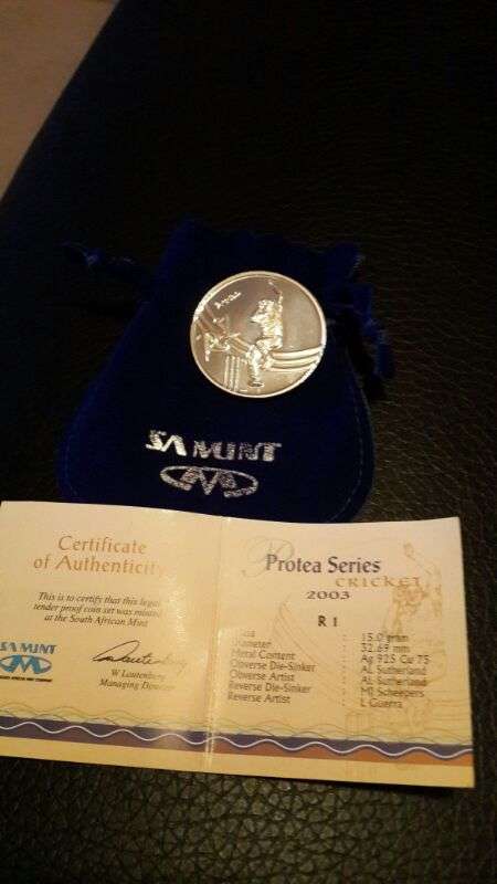 HIGHLY COLLECTABLE* as issued * CRICKET 2003 PROOF COIN WITH CERTIFICATE CV R3000
