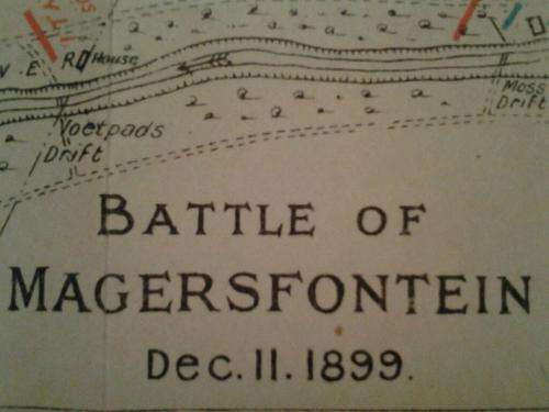 BOER WAR ERA MAP/BATTLE PLAN ~ MAGERSFONTEIN 11 Dec 1899 TROOPS ARTILLERY