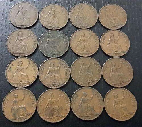 COLLECTION OF BRITISH PENNIES FROM 1906 - 1949 TOTAL OF 32 COINS