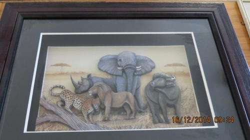 Stunning Priscilla J Framed 3D Big Five Artworks! L67cm x B54cm Postage R80 SAPO