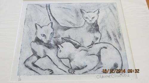 Limited Edition 1/10 Original Siamese Cats by Claire Christie ! 40cm x 37cm