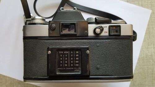 Vintage Minolta XE-1 35mm SLR with five lenses