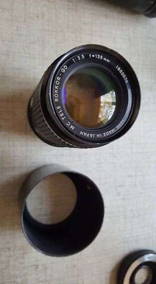 Vintage Minolta XE-1 35mm SLR with five lenses