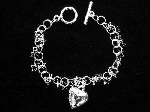 925 Silver Heart Charm Bracelet - NO RESERVE