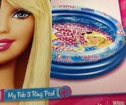 barbie summer package 3 ring pool , air mattress and beach ball, authentic brand