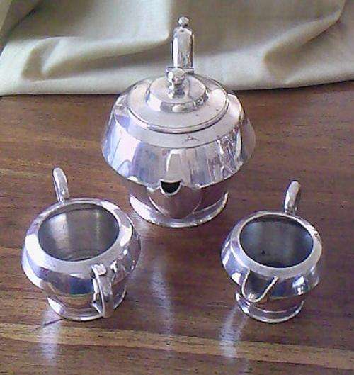 3 PCE SILVER PLATED TEA SET