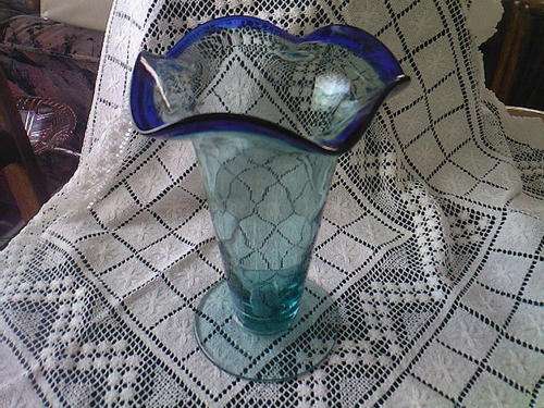 LOVELY GREEN & BLUE GLASS VASE