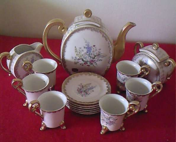 15-pc HAND PAINTED MOCHA COFFEE SET (ROYAL VERMONT) - ABSOLUTELY GORGEOUS!