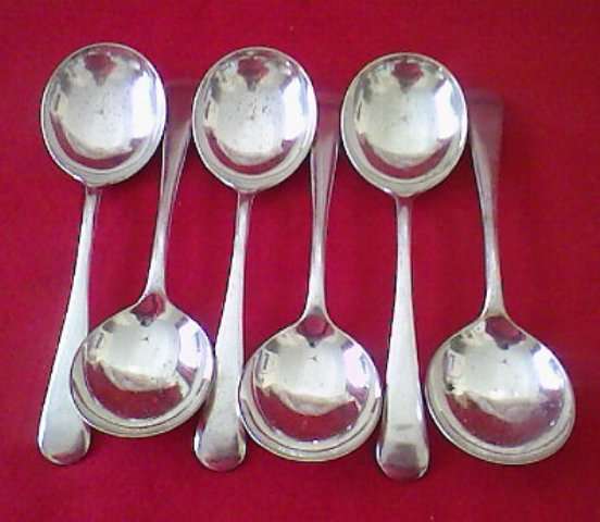 6 x 'EPNS SUPER A SHEFFIELD' SILVER PLATED SOUP SPOONS