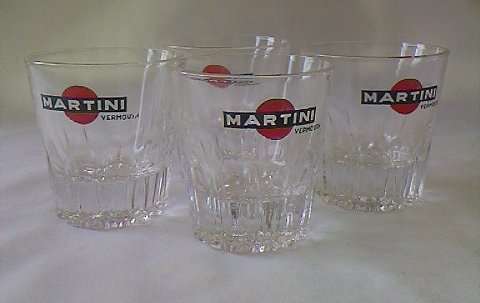 4 x MARTINI VERMOUTH GLASSES : FOR USE OR DISPLAY