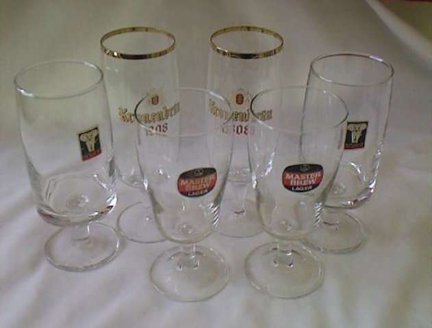 6 COLLECTORS BEER GLASSES FOR YOUR BAR : FOR USE OR DISPLAY