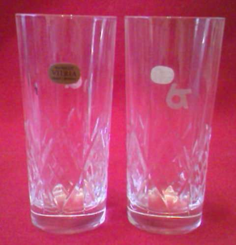2 HANDCUT VITRIA LEAD CRYSTAL GLASSES, IN ORIGINAL PRESENTATION BOX