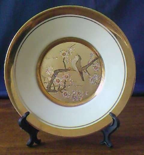 'EARLY SPRING, PLUM & NIGHTINGALE'' CHOKIN PLATE (JAPANESE FLORAL CALENDAR)