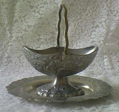 GORGEOUS OLD CANDY BOWL WITH UNDERPLATE