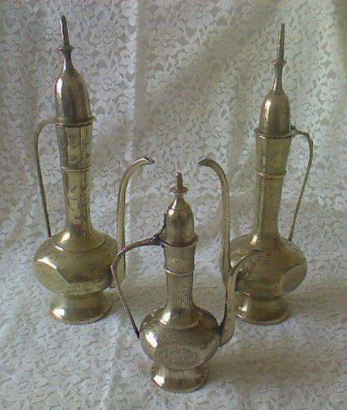 TRIO OF BRASS TURKISH KETTLES