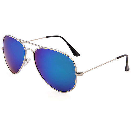 * LOCAL STOCK * Blue Mirror Aviator Sunglasses with Silver Metal Frame - Mens, Womans, Unisex, Class