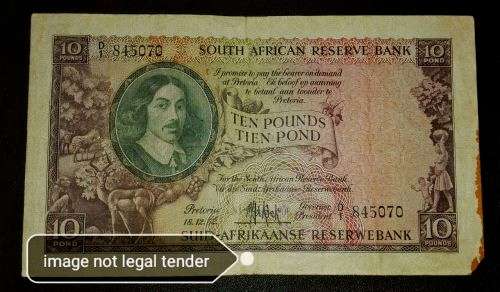 Ten Pond / Tien Pounds banknote MH de Kock dated 18.12.52  #*$ Weekend Special$*#