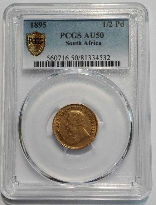 1895 ZAR Kruger Gold Half Pond (1/2Pd) PCGS AU50 *#$*Crazy Wednesday*$#*