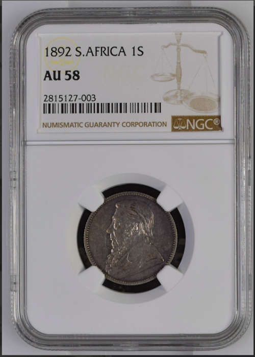 1892 ZAR Kruger Silver Shilling (1S) AU58 NGC