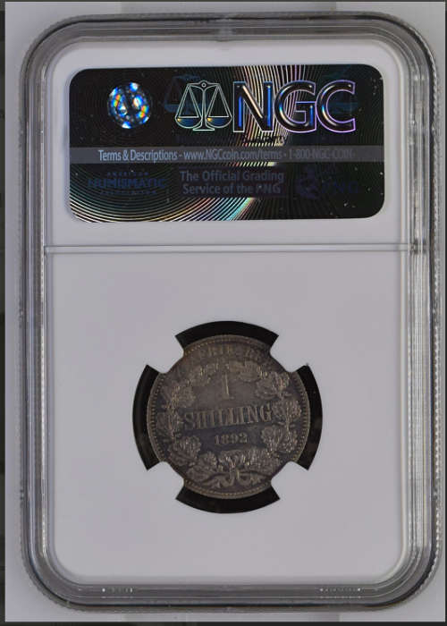 1892 ZAR Kruger Silver Shilling (1S) AU58 NGC