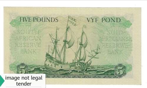 Dated Pretoria 5.6.56 South Africa Vyf Pond / Five Pounds UNC