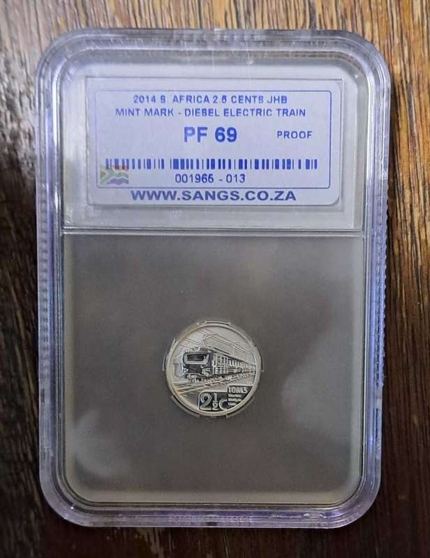 2014 Silver JHB MintMark Tickey 2.5Cents SANGS PF69 Diesel Electric Train