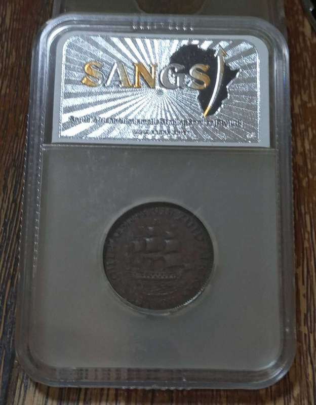1929 Union Half-Penny 1/2P King George V SANGS AU53 ef