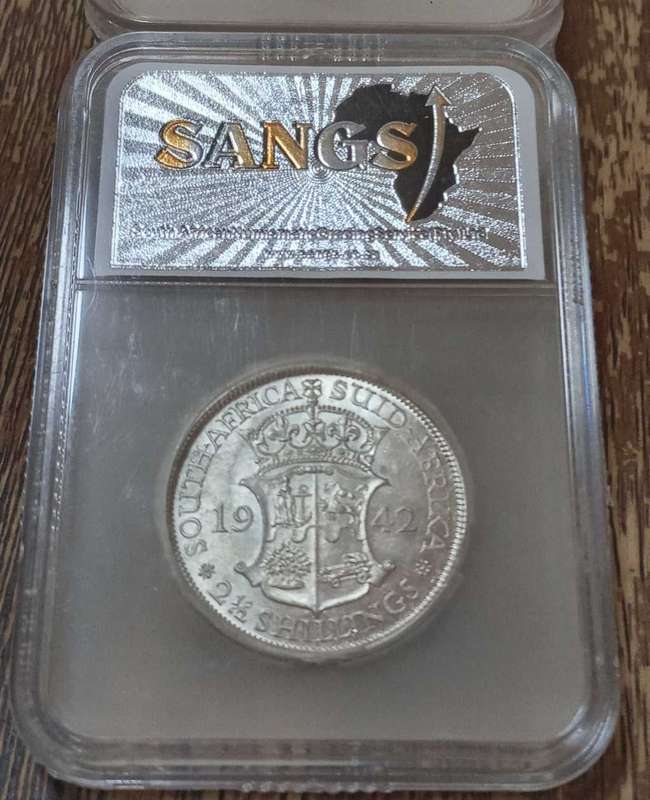 1942 Union Silver King George VI Half-Crown SANGS AU55 ef+