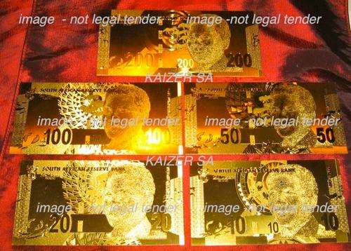 24K GoldNotes Mandela/Big Five Set (R10,R20,R50,R100,R200) Rands - Stunning ! Amazing!