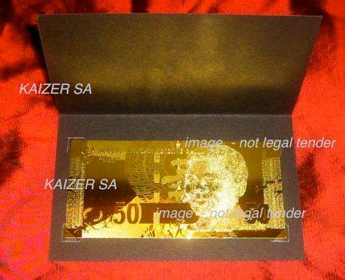 R50 Rand 24K Goldnote Mandela South Africa Lion - Wonderful
