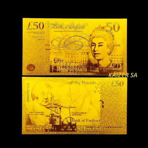 UK 50 Pound Bank of England Gold note 24k 999/1000   L@@K