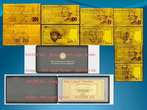 *New Stunning* South Africa Nelson Mandela 24K Gold Banknote Collection in Leatherette Album +COA
