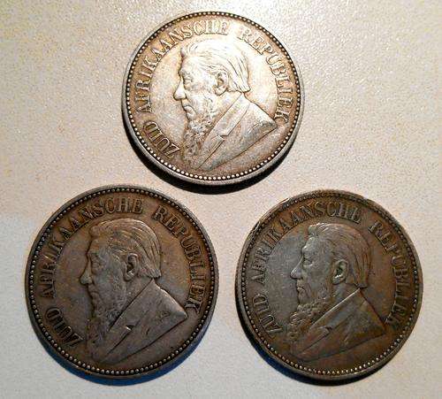 Group Lot of 3 x 1897 ZAR Kruger Silver HalfCrown (2.5S)