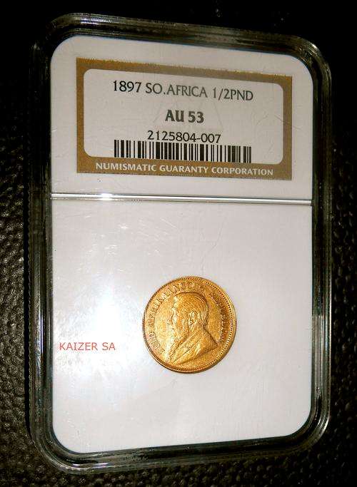 1897 ZAR Kruger Gold HalfPond (1/2pnd) NGC AU53