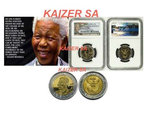 2008 R5 Mandela 90th Birthday NGC MS65 *New Colour Label*
